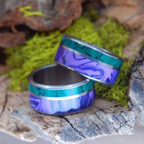DREAM STATE | Charoite and Jade - Engagement Wedding Ring Set - Minter and Richter Designs