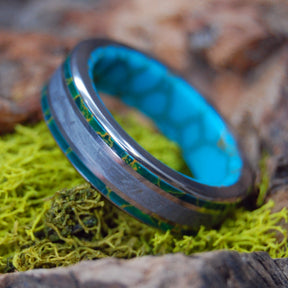 JUNGLE METEORITE | Meteorite, Tibetan Turquoise, Egyptian Jade - Wedding Rings - Minter and Richter Designs