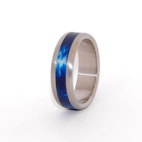 EARTH | Blue Vintage Resin - Titanium Wedding Rings - Minter and Richter Designs