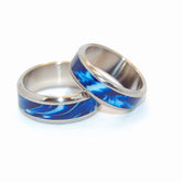EARTH | Blue Vintage Resin - Titanium Wedding Rings set - Minter and Richter Designs