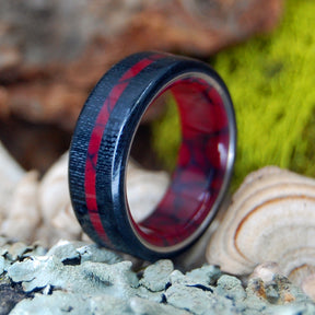 BLOOD RED AND CARBON FIBER | Blood Red Jasper & Carbon Fiber Titanium Men's Rings - Minter and Richter Designs