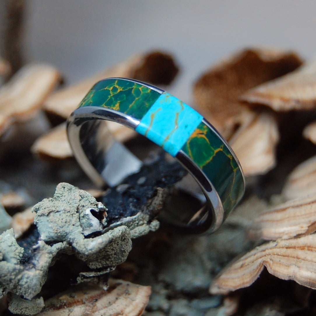 ALL THAT LOVE | Egyptian Jade & Tibetan Turquoise - Unique Wedding Rings - Wedding Ring - Minter and Richter Designs