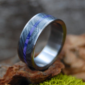 FJORD | Charoite Stone & Black Silver M3 Mokume Gane - Purple Wedding Rings - Minter and Richter Designs