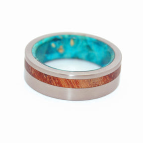 FURTHER THAN STARS | Hawaiian Koa Wood & Turquoise Box Elder - Wooden Wedding Rings - Minter and Richter Designs