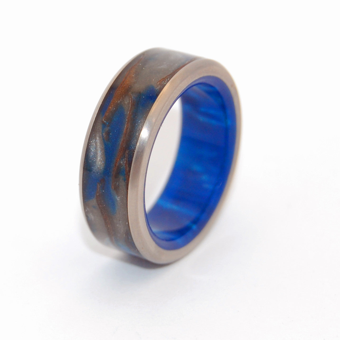GALACTIC LOVE | Pine Cone & Blue Resin - Handcrafted Titanium Wedding Rings - Minter and Richter Designs