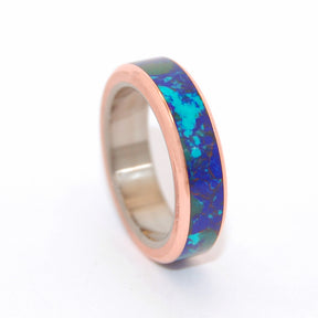 GALAXY OF HER HEART | Azurite Malachite Stone Copper Women's Wedding Rings - Minter and Richter Designs