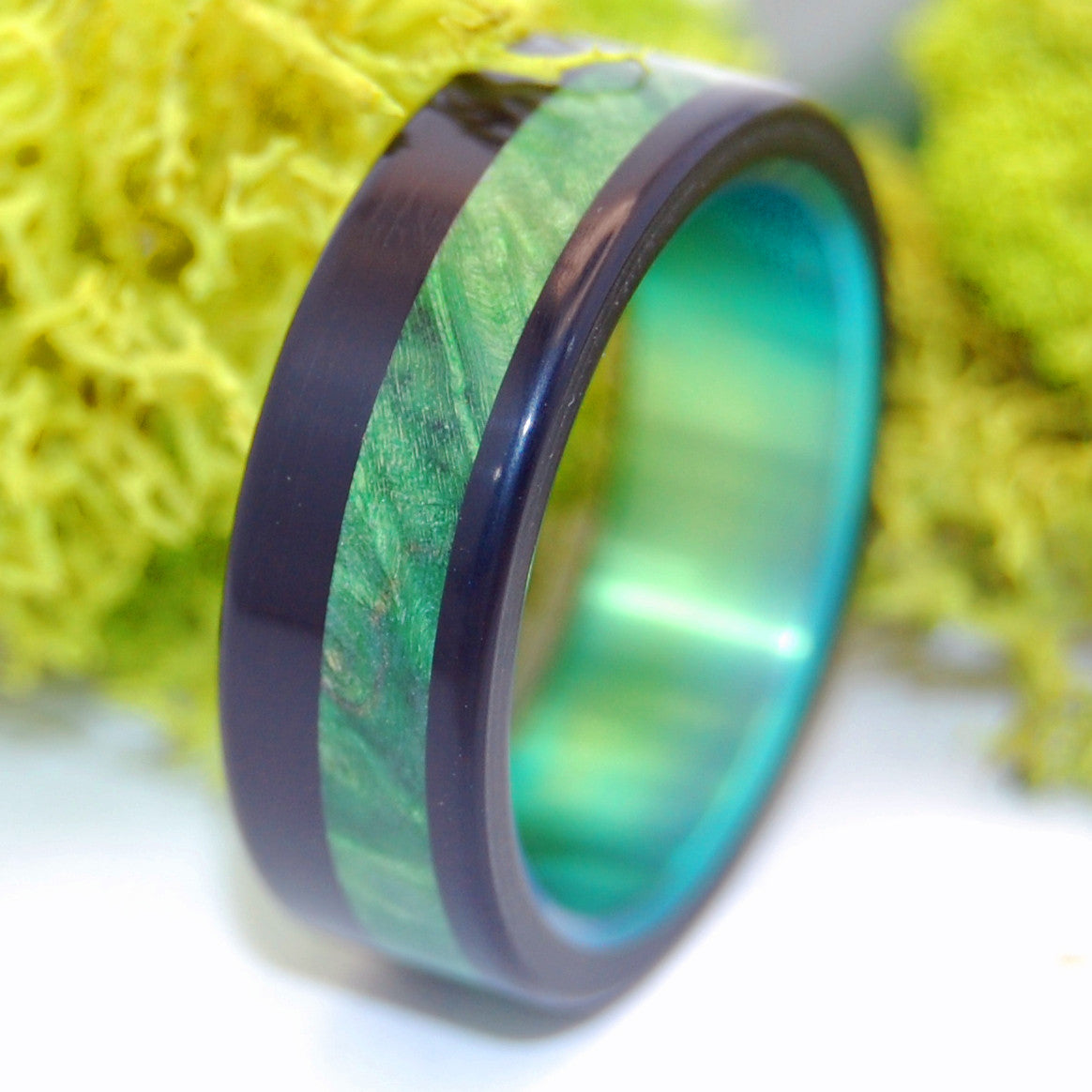 Green Maple Burl Galway | Wooden Wedding Ring - Minter and Richter Designs