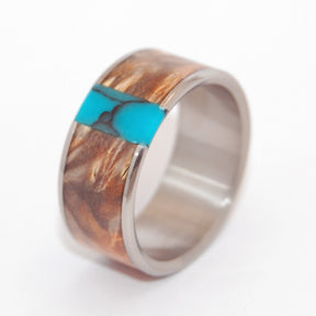 THANK GOD YOU'RE HERE! | Turquoise Stone, Box Elder Wood - Wooden Wedding Rings - Minter and Richter Designs