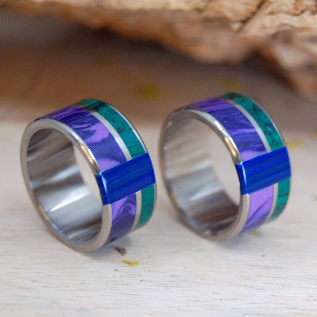 GO WITH YOU ANYWHERE | Charoite, Banded Azurite Malachite, Jade - Engagement Wedding Ring Set - Minter and Richter Designs