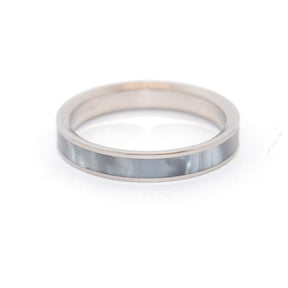 SLIM GRAY MARBLED | Titanium & Gray Marbled Opalescent Resin Women's Wedding Rings - Minter and Richter Designs