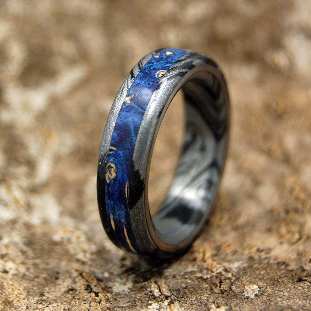 GREEK GOD | Blue Wood & M3 Titanium Men's & Women's Wedding Rings - Minter and Richter Designs
