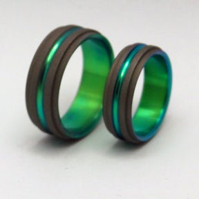 GREEN STEP FORWARD | Green Titanium - Unique Wedding Rings - Titanium Wedding Rings - Minter and Richter Designs