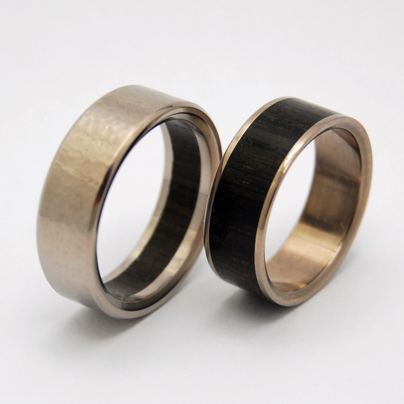 BOG | Aged Bog Oak & Titanium - Unique Wedding Rings - Titanium Wedding Ring Sets - Minter and Richter Designs