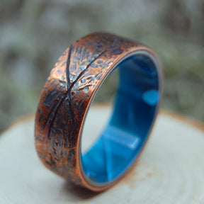 BEATEN COPPER AQUATIC | Hand Beaten Copper & Aquatic Resin - Titanium Men's Rings - Minter and Richter Designs