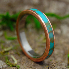 HER SAMANA | Tibetan Turquoise & Copper Titanium Women's Wedding Rings - Minter and Richter Designs