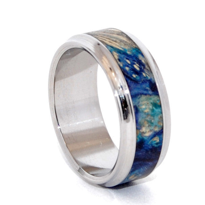 Love's Pulse and Whispers | Box Elder Wood - Titanium Wedding Ring - Minter and Richter Designs