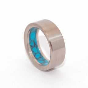 HUMBLE LAKE | Turquoise Stone & Titanium - Unique Wedding Rings - Titanium Wedding Rings - Minter and Richter Designs