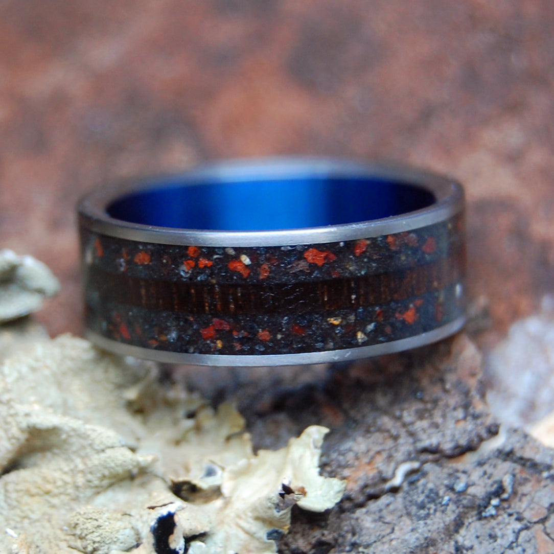 COOL ACROSS THE LAND | Wood & Beach Sand Rings - Hawaiian Wedding Ring - Unique Wedding Rings - Minter and Richter Designs