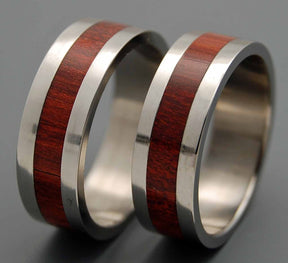 I DO | Bloodwood & Titanium - Unique Wedding Rings - Wooden Wedding Rings - Minter and Richter Designs