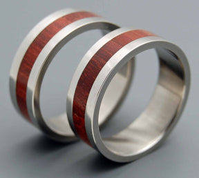 I DO | Bloodwood & Titanium - Unique Wedding Rings - Wooden Wedding Rings - Minter and Richter Designs