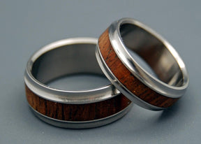 MAU LOA | Hawaiian Koa Wood & Titanium Wedding Rings - Wooden Wedding Rings Set - Minter and Richter Designs