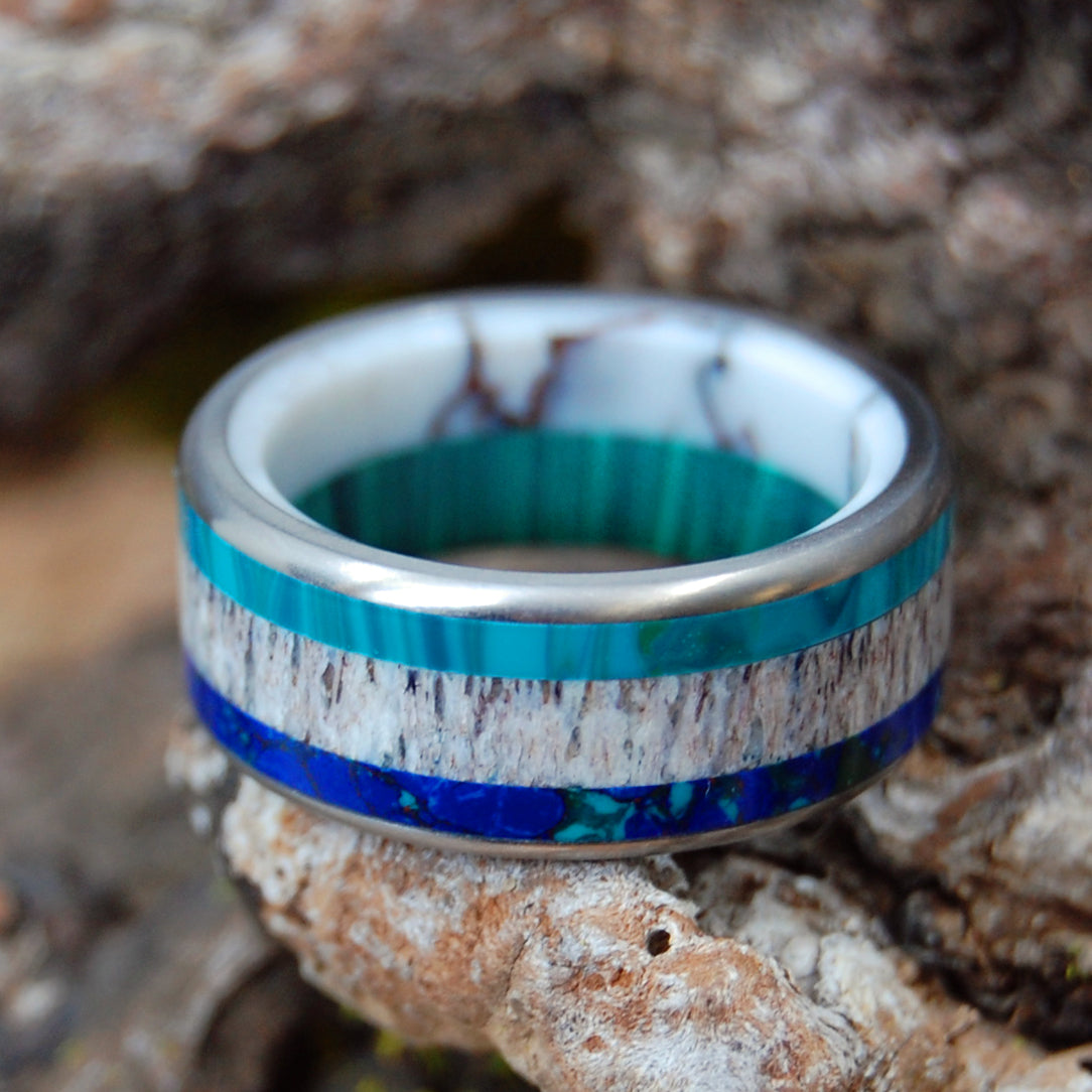 I'LL MEET YOU ANYWHERE | Stone & Moose Antler - Titanium Wedding Rings - Minter and Richter Designs