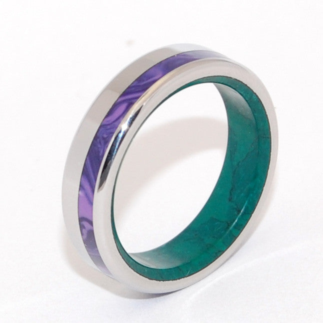 PURPLE ISLE | Jade Stone, Charoite Stone & Titanium - Unique Wedding Rings - Minter and Richter Designs
