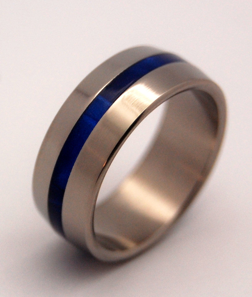INSPIRED BY BLUE | Blue Marbled Opalescent Resin & Titanium Wedding Rings - Minter and Richter Designs
