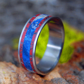 TO THE REAL HEROES | Iwo Jima Beach in USMC Crimson Sand Military - Men's Titanium Wedding Rings - Minter and Richter Designs