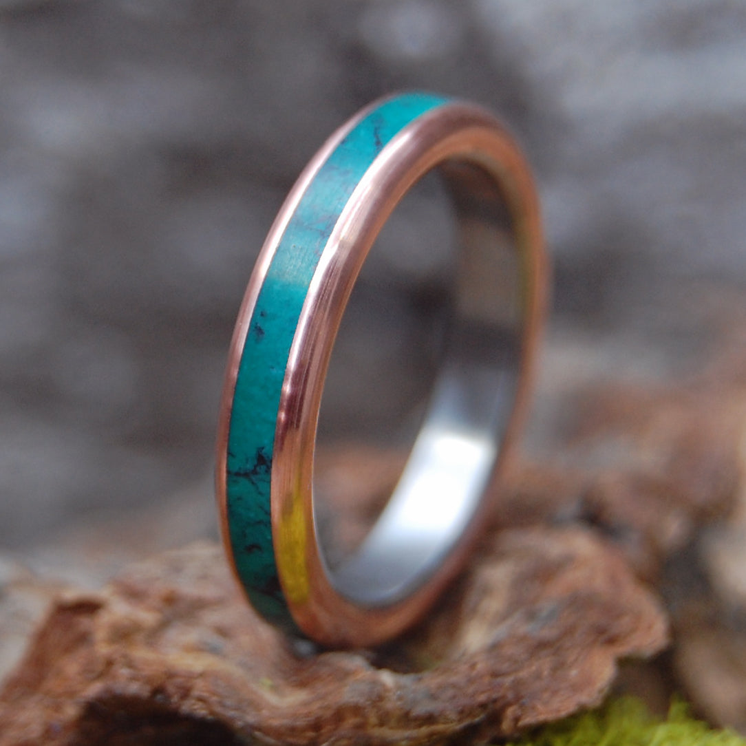 JADE SEA |  Imperial Jade Stone, Copper & Titanium Wedding Ring - Minter and Richter Designs