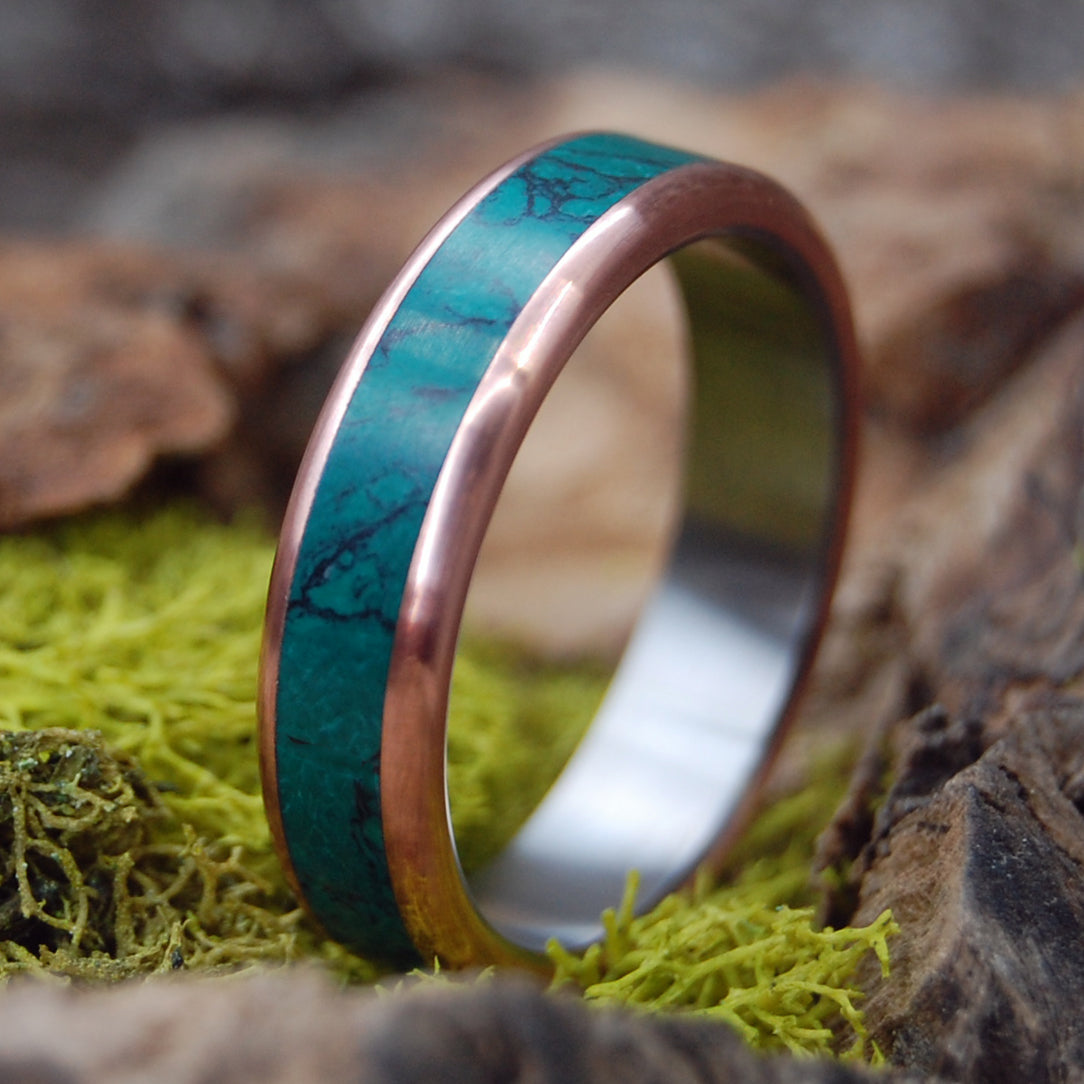 JADE SEA | Imperial Jade Stone, Copper & Titanium Wedding Ring - Minter and Richter Designs