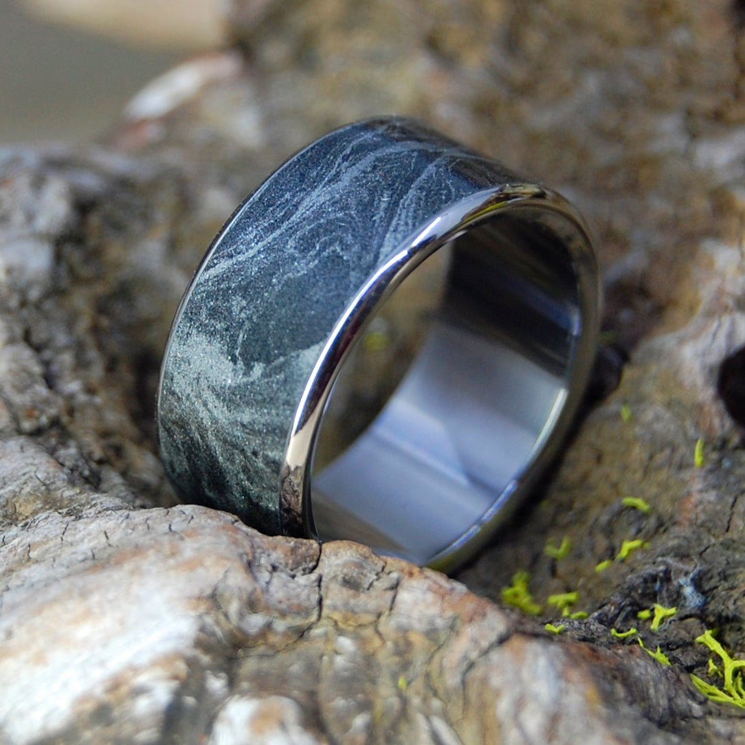 KATANA | Black Silver M3 Mokume Gane & Titanium - Black Wedding Rings - Unique Wedding Rings - Minter and Richter Designs