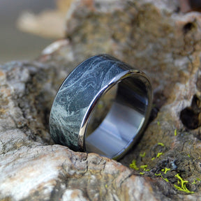 KATANA | Black Silver M3 Mokume Gane & Titanium - Black Wedding Rings - Unique Wedding Rings - Minter and Richter Designs