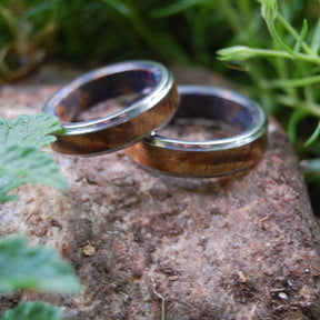 NIGHT BLUE | Hawaiian Koa Wood & Titanium - Unique Wedding Rings - Wedding Rings Set - Minter and Richter Designs