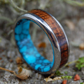 KOA TO THE SEA |  Turquoise & Koa Wood Wedding Band - Minter and Richter Designs