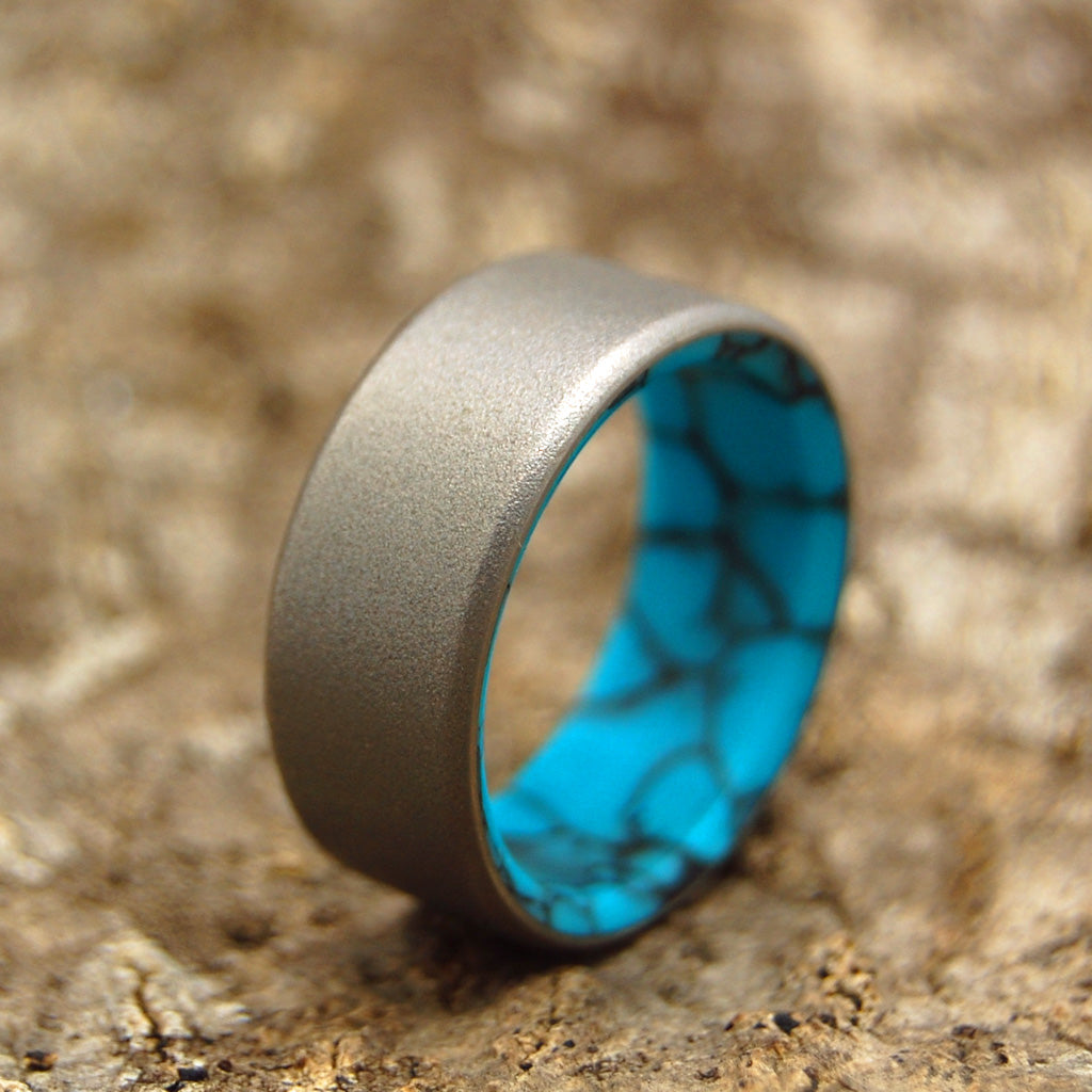 LAKE BAIKAL | Turquoise & Titanium Men's Wedding Rings - Minter and Richter Designs