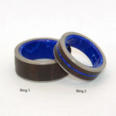 LOVE IS THE WHOLE | Rosewood & Sodalite Stone - Titanium Wedding Rings Set - Blue Wedding Rings - Minter and Richter Designs
