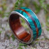 IN THE MIDST OF MALACHITE | Desert Ironwood & Malachite Stone Wedding Bands - Minter and Richter Designs