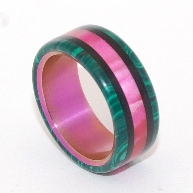 No Drama Here! | Green and Pink - Titanium Wedding Ring - Minter and Richter Designs