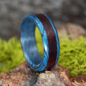 MANZANITE GREEK GOD | Manzanite Wood & Blue Black M3 - Titanium Wedding Rings - Minter and Richter Designs