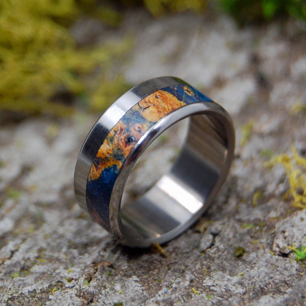 Meadow | SIZE 5 AT 7MM | Blue Box Elder Wood | Unique Wedding Rings | On Sale - Minter and Richter Designs