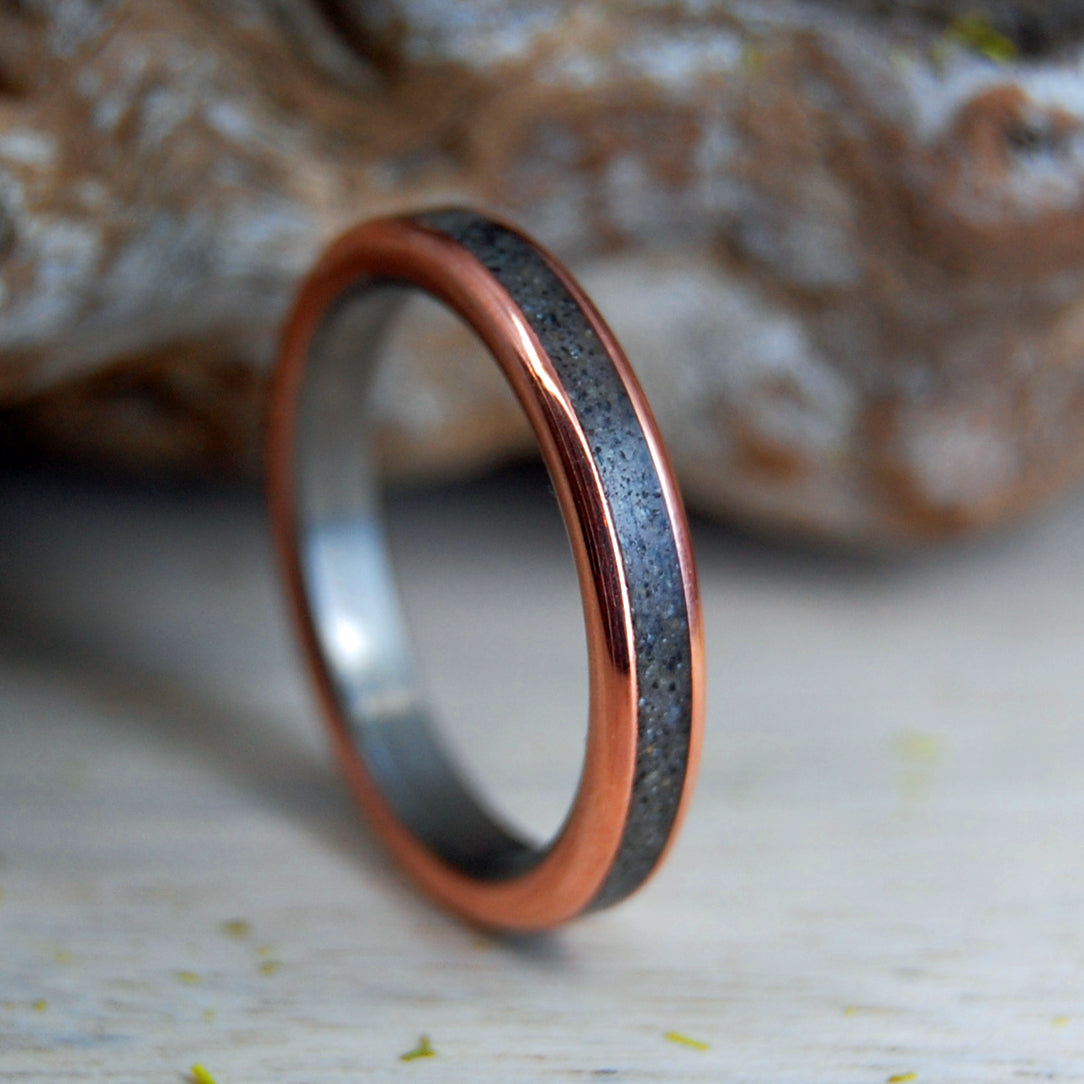MEET ME AT DELMAR BEACH | Beach Sand, Copper & Titanium Wedding Ring - Minter and Richter Designs