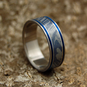 MERLIN | Titanium & M3 Blue Wedding Ring - Minter and Richter Designs