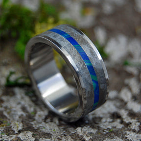 BLUE INTERSPACE | Meteorite & Stone Men's Women's Wedding Rings - Minter and Richter Designs