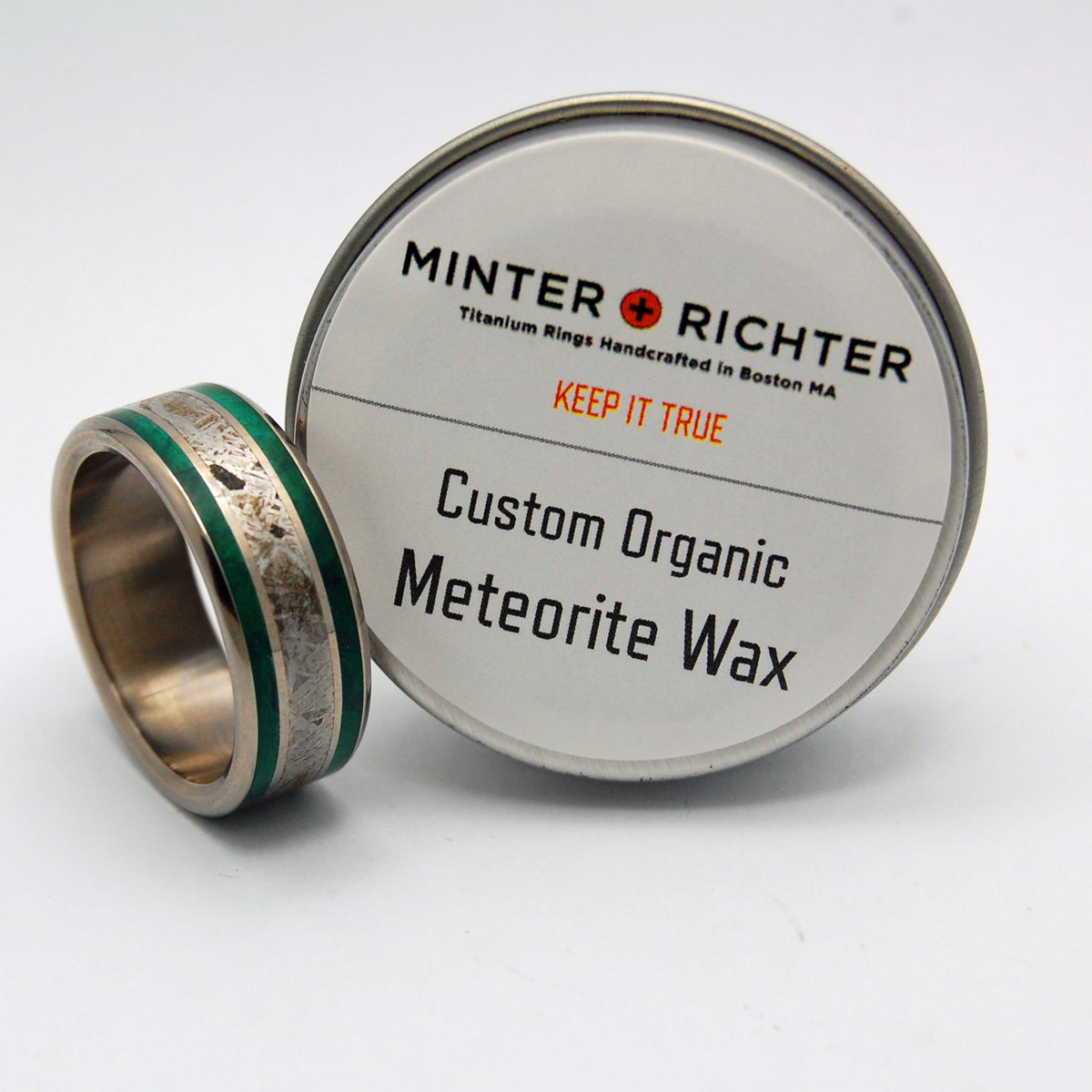 SO HOT IT HISSES | Meteorite & Imperial Jade Titanium Men's Wedding Rings - Minter and Richter Designs