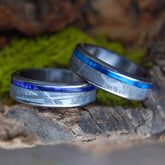 SKYWARD | Meteorite & Marbled Opalescent - Meteorite Wedding Rings set - Minter and Richter Designs