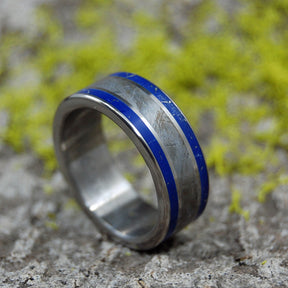GIZA | Lapis Lazuli & Meteorite Titanium Wedding Rings - Minter and Richter Designs