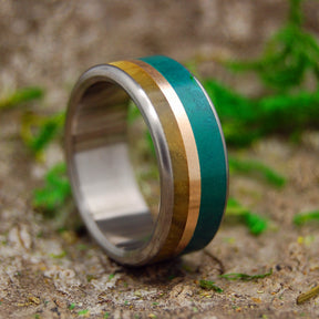 MONTANA SUMMER | Imperial Jade, Copper & Tiger Eye Titanium Men's Custom Wedding Rings - Minter and Richter Designs