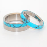 MOONBIRD & TURQUOISE | Turquoise & Titanium - Unique Wedding Rings - Minter and Richter Designs
