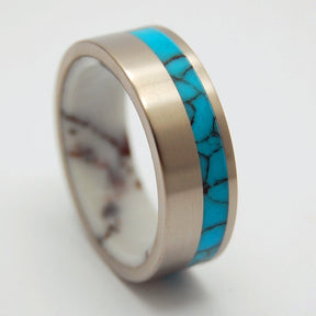 ONCE IN LIFETIME  | Turquoise Stone & Wild Horse Jasper Stone - Unique Wedding Rings - Minter and Richter Designs